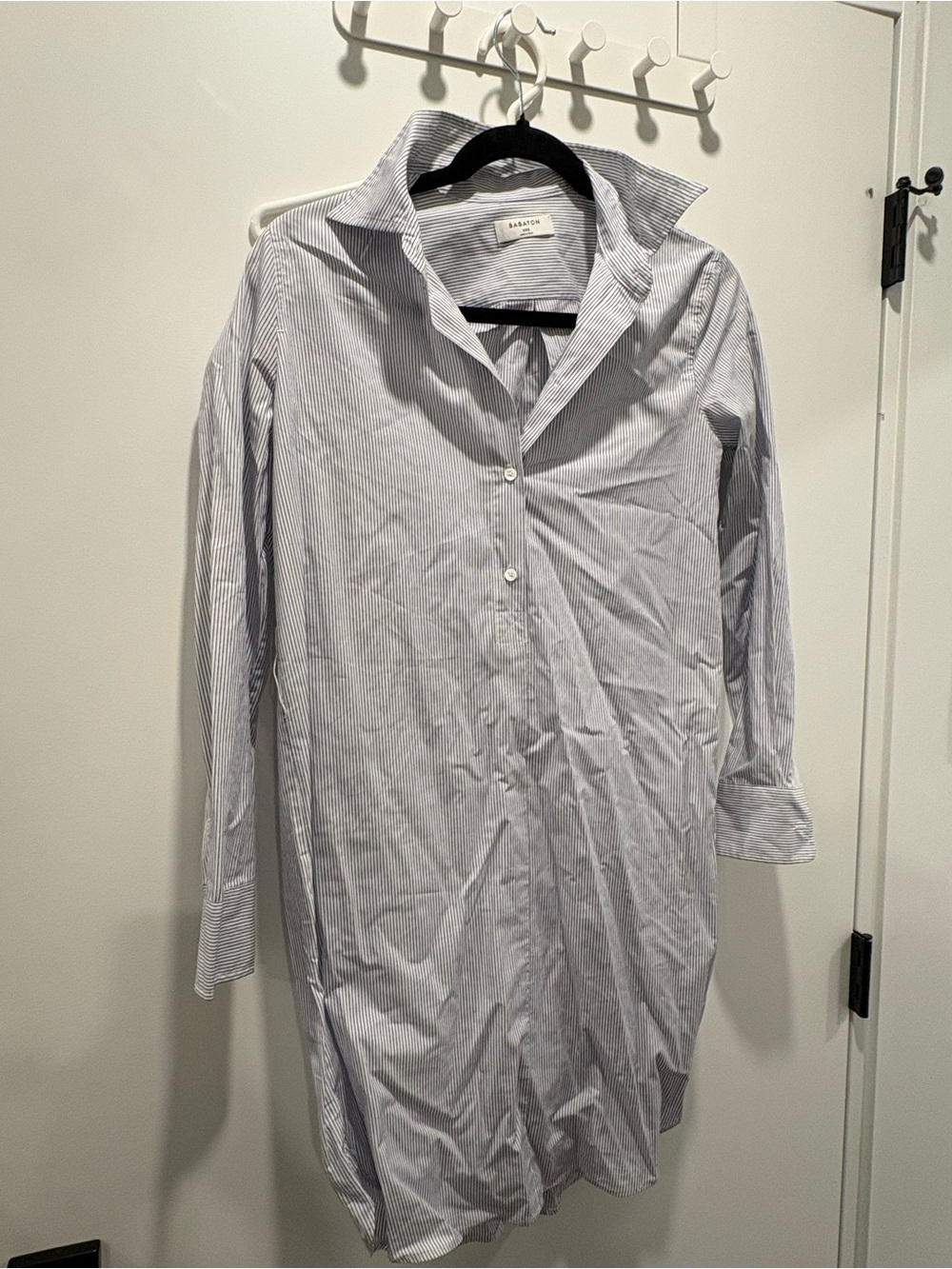 Babaton Blue and White Pinstripe Dress Shirt